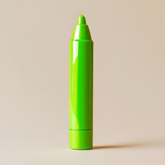 Poster - Vibrant Green Highlighter Standing Upright at the Center of a Clean Minimalist Light Background Ideal for Highlighting Important Details Emphasizing Key Information