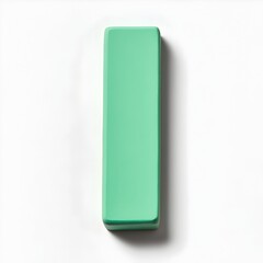 Poster - Close up Photograph of a Green Rubber Eraser Centrally Positioned on a Plain White Studio Background Highlighting the Simple Clean and Minimalist Design of This Essential Office and Art Supplies Tool