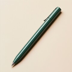 Poster - Minimalist Green Pen Holder Lying Flat on a Light Background Showcasing the Elegant Design and Utility of this Office Accessory