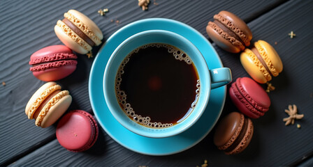 Poster - macaroons on a table