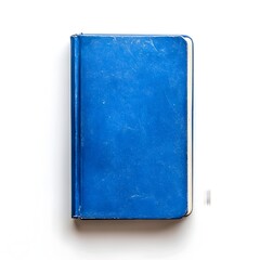 Poster - Minimalist and elegant blue notebook placed at the center of a clean white background representing a simple yet sophisticated office study or creative workspace