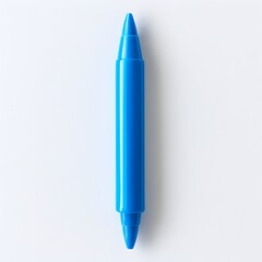 Poster - Vibrant blue highlighter placed at the center of a plain white background capturing the simplicity and functionality of this essential office and school supply