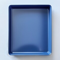 Poster - Neatly Arranged Blue Desk Tray Placed Centrally on a Pristine White Background Showcasing a Minimalist and Modern Office Organization Solution
