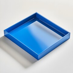 Poster - A sleek and minimalist blue desk tray placed at the center of a clean white surface creating a simple and organized workspace setup