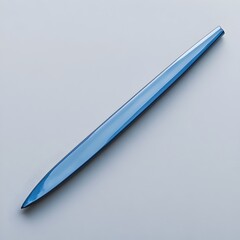 Poster - A blue letter opener lying flat and centered on a light plain surface backdrop  The stationery item is minimalist and simple in design showcasing its sharp elegant form in a professional