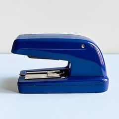 Poster - Centered Blue Stapler Isolated on Clean White Background Elegant Office Supply Tool for Efficient and Organized Workplace