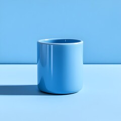 Poster - A striking and minimalist image featuring a vibrant blue pencil cup placed at the center of a plain neutral colored surface