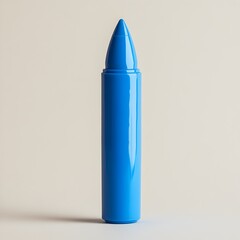 Poster - Upright blue highlighter standing prominently in the center of a light minimalist background conveying a sense of creativity focus and professional office supplies
