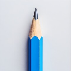 Poster - A simple yet striking photograph showcasing a vibrant blue pencil placed centrally on a plain minimalist surface