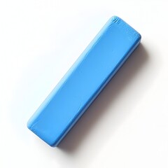 Poster - Closeup of a vibrant blue eraser placed at the center of a plain white background showcasing a simple minimalist and clean aesthetic ideal for design office and stationery related concepts