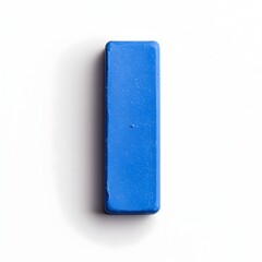 Poster - Closeup view of a blue rubber eraser placed at the center of a clean minimalist white background  This simple geometric office supply or school stationery item can be used for various creative