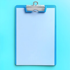 Poster - Blue Clipboard Isolated on Light Background for Minimalist Office Supply Mockup  The image showcases a plain blue clipboard placed at the center of a simple clean white background