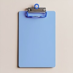 Poster - Blue Clipboard Centered on Light Background for Office and Business Concepts  Minimalist Design with Copy Space for Stationery Document Task and Organization Themes