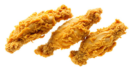 Delicious crispy fried chicken strips on a transparent background