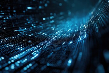 Poster - A dynamic abstract representation of flowing data, showcasing vibrant blue light particles in a digital environment.