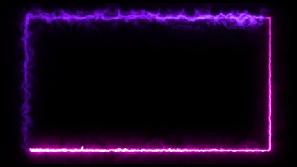 Poster - Bright neon fire red and purple effect rectangle frame Loop background. Animation of glowing neon rectangles abstract background - seamless loop