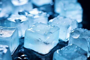 Poster - Close Up of Ice Cubes, Refreshing and Cool