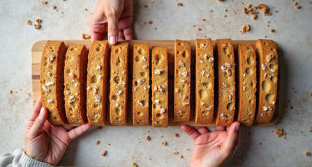 Poster - hand holding a plate with bread