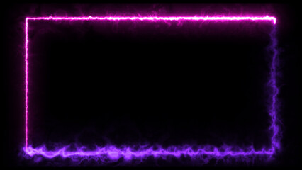 Poster - Bright neon fire red and purple effect rectangle frame Loop background. Glowing neon rectangles abstract background 