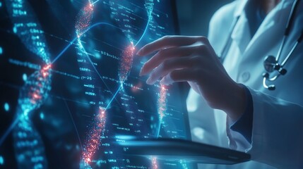 Poster - Doctor Interacting with Digital Medical Data on Laptop