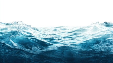 Aufkleber - Blue Ocean Waves Breaking and Crashing Against a White Background