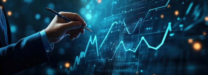Poster - Businessperson Analyzing a Digital Stock Market Graph