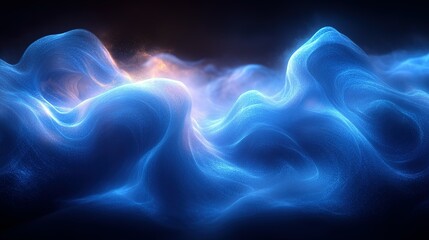 Poster - Abstract Blue and Orange Glowing Light Waves