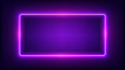 Realistic purple neon rectangle frame with glow effect isolated on dark background, neon, rectangle, frame, glow, effect