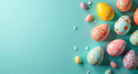 Wall Mural - easter eggs in a basket