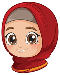 Wall Mural - Smiling Girl in Red Hijab