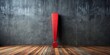 © PloyJai - Red exclamation mark on wooden floor and concrete black wall warning concept, alert, caution, danger, attention, symbol, attention