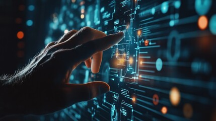 Poster - Hand Interacting with Futuristic Digital Interface