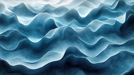Poster - Abstract Wavy Pattern in Blue and White Hues