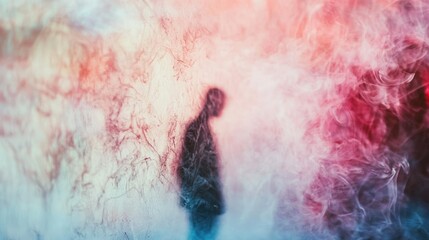 Poster - Abstract Silhouette Figure in Colorful Smoke