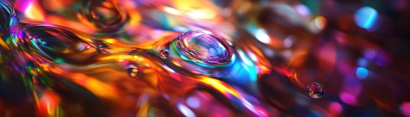 Aufkleber - Abstract Colorful Liquid Droplets with Iridescent Reflections