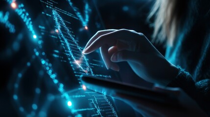Poster - A Finger Interacting with a Digital Interface of Code and Data