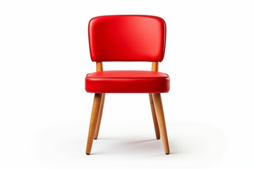 Wall Mural - Red Wooden Chair isolated on white background. Generative ai