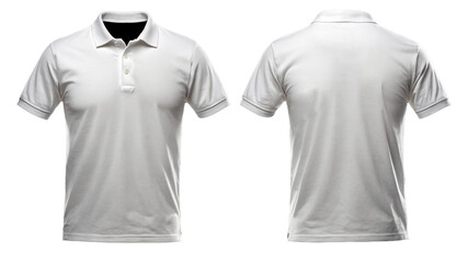 clean white polo shirt mock-up, front and back view