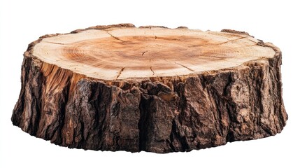Poster - A Close-Up of a Sawn Tree Trunk with a Rough Bark Texture
