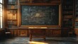 © andryan - A Classroom Setting with Bookshelves and Chalkboard