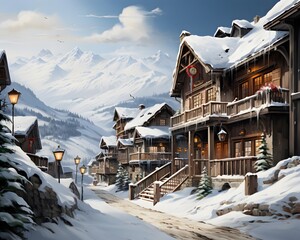 Wall Mural - Winter in the swiss alps (Braunwald, Switzerland)