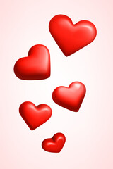 Aufkleber - Pink hearts isolated on pink background. 3d vector illustration