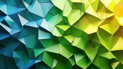 Poster - Abstract Geometric Pattern with Blue, Green, and Yellow Polygons