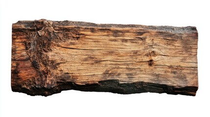 Poster - Rough, Weathered Wooden Plank Isolated on White Background