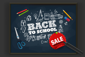 Poster - Back to school. Season sale vector concept. 3d illustration