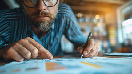 Poster - Entrepreneurs working on a financial plan for a new product launch. Generative AI.