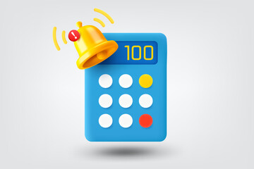 Aufkleber - Calculator with ringing bell. Vector 3d illustration
