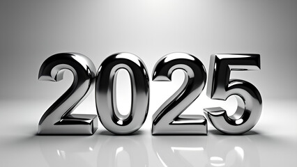 Stylish metallic numbers representing 2025 Reflective design is ideal for celebrations and promotions