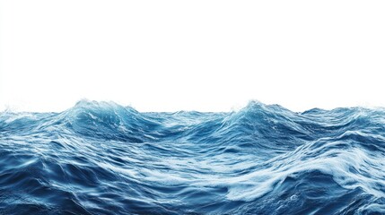 Aufkleber - Blue Ocean Waves Breaking on a White Background
