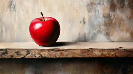 Wall Mural - Russet apple perched on wood.